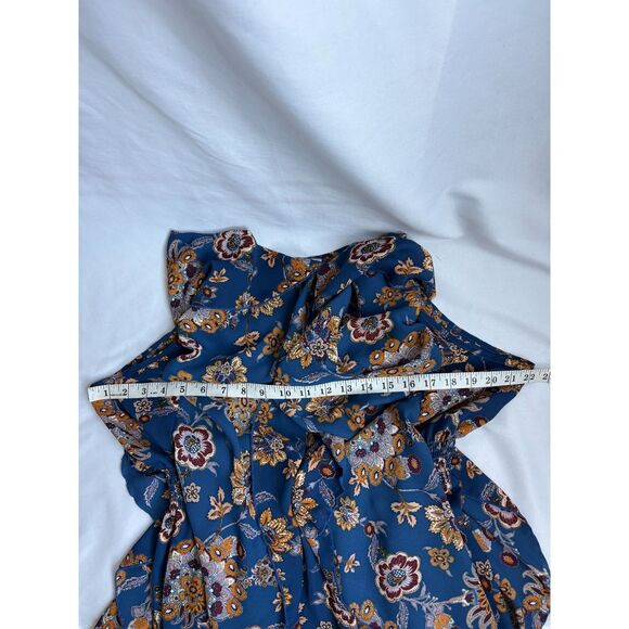 Kindom Batwing Sleeve Blue Tunic Dress Floral Size S Gypsy Boho Ethnic Beachy - Picture 9 of 10